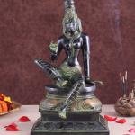 Pure Brass Seated Parvati Idol - 12" Black Green Tone | Divine Feminine Energy | Intricate Craftsmanship | Sacred Space Decor | Invoke Grace & Wisdom